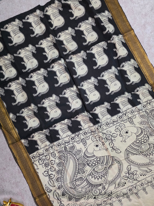 Pure chennuri kalamkari silk duppatta  - KAA10