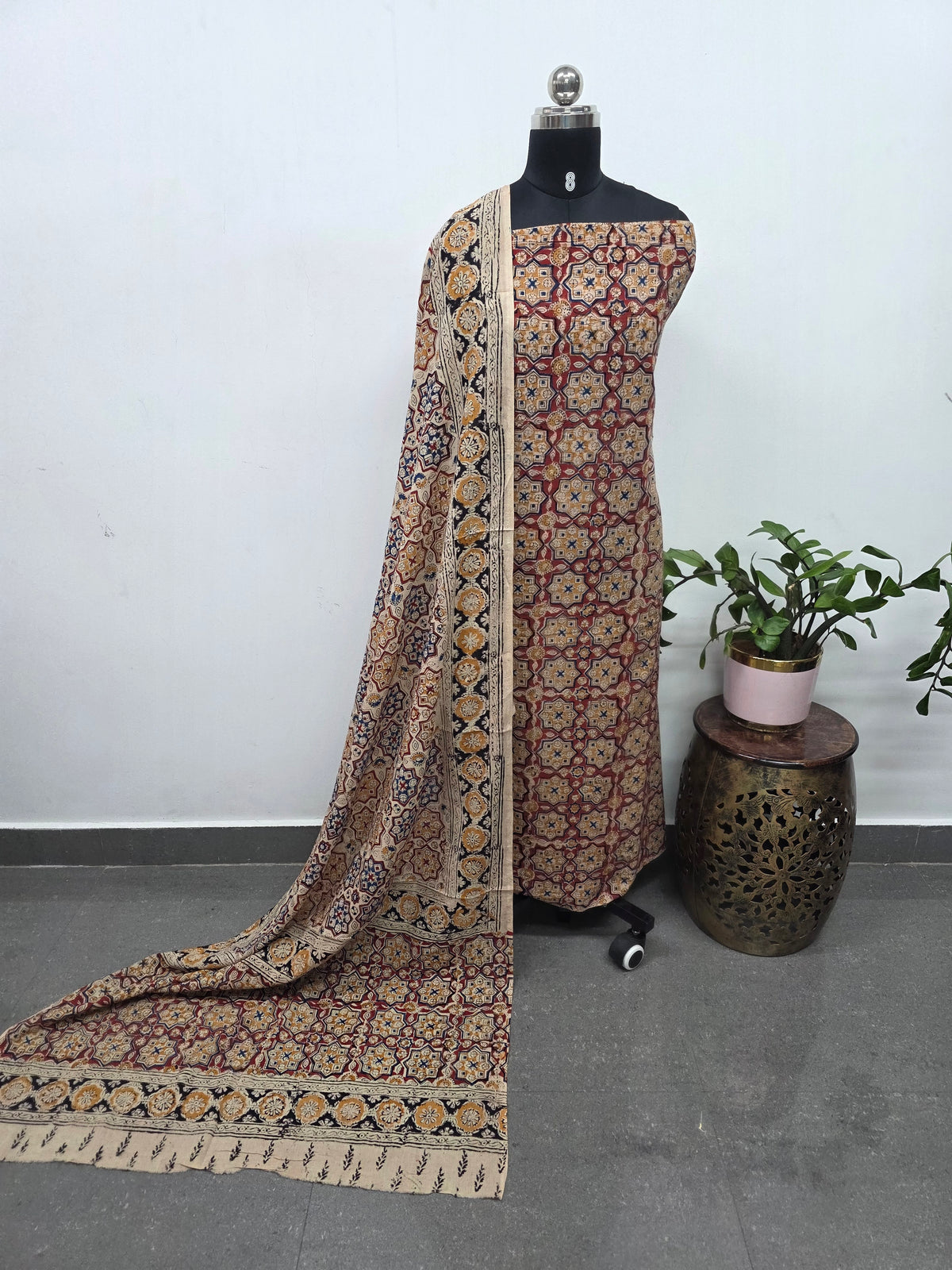 Handblock pure kalamkari cotton set (2 pc set) - AK516