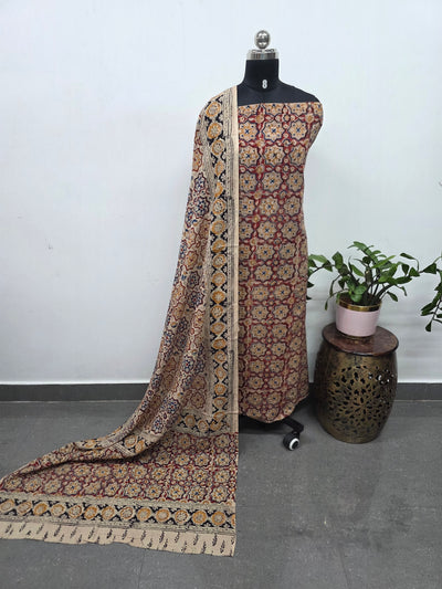Handblock pure kalamkari cotton set (2 pc set) - AK516