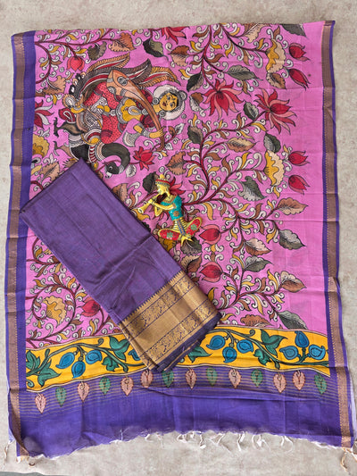 Handloom mangalagiri silk top with pure mangalagiri digital silk shawl - ML22