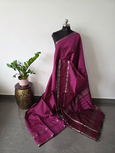 Premium checked semi mangalagiri pattu saree - MAA153
