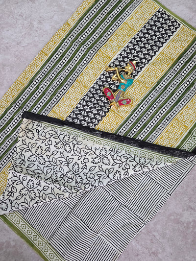 Handblock Jaipuri pure cotton saree - JA527