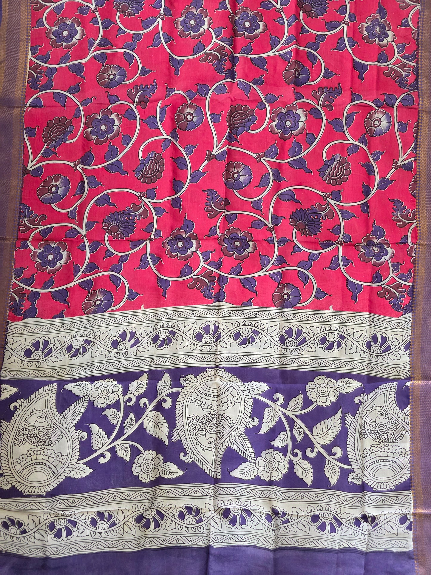 Kanchi border chennuri kalamkari  silk set - AK423