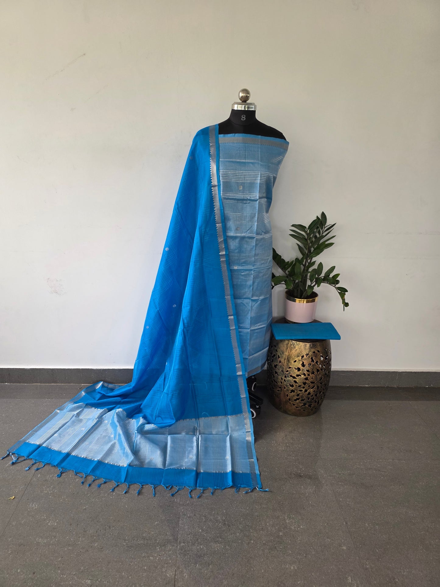 Premium handloom pure mangalagiri silk set  - 3