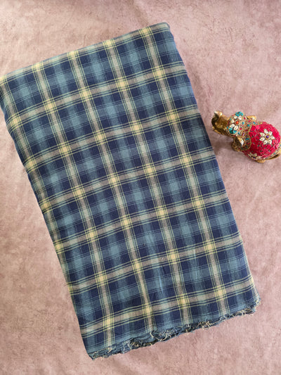 Prewashed Checked south cotton running material - HRM317