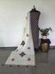 Handcrafted ajrakh cotton set with kantha applique cotton shawl (Black)- BAA115