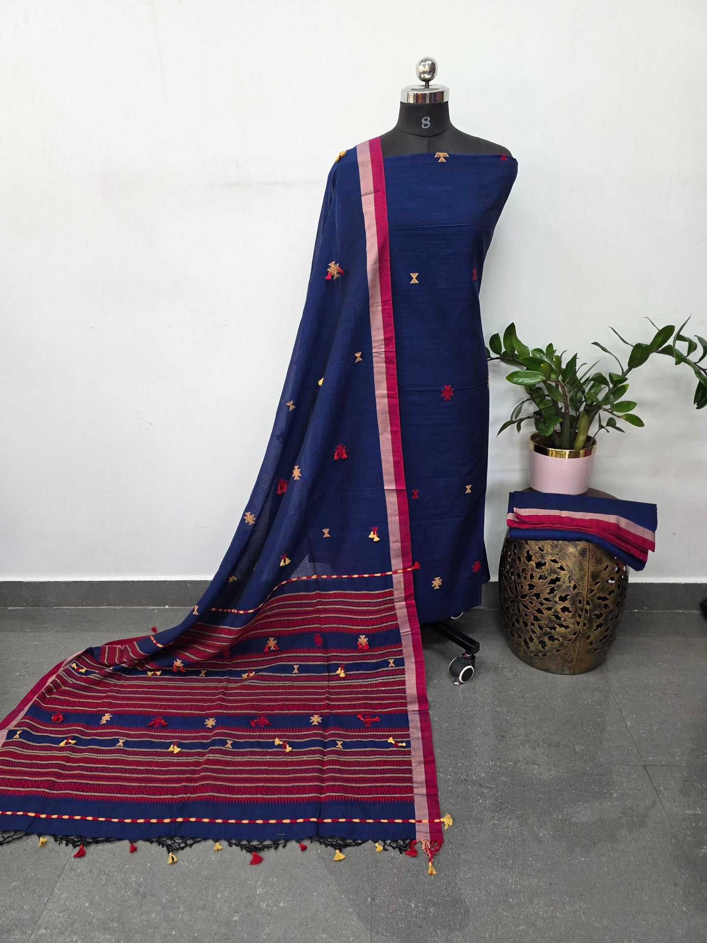 Handcrafted embroidery work bhujodi cotton salwar set (3 pc set) - BB410
