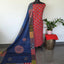 Handcrafted ajrakh cotton top with applique cotton shawl - BAA42