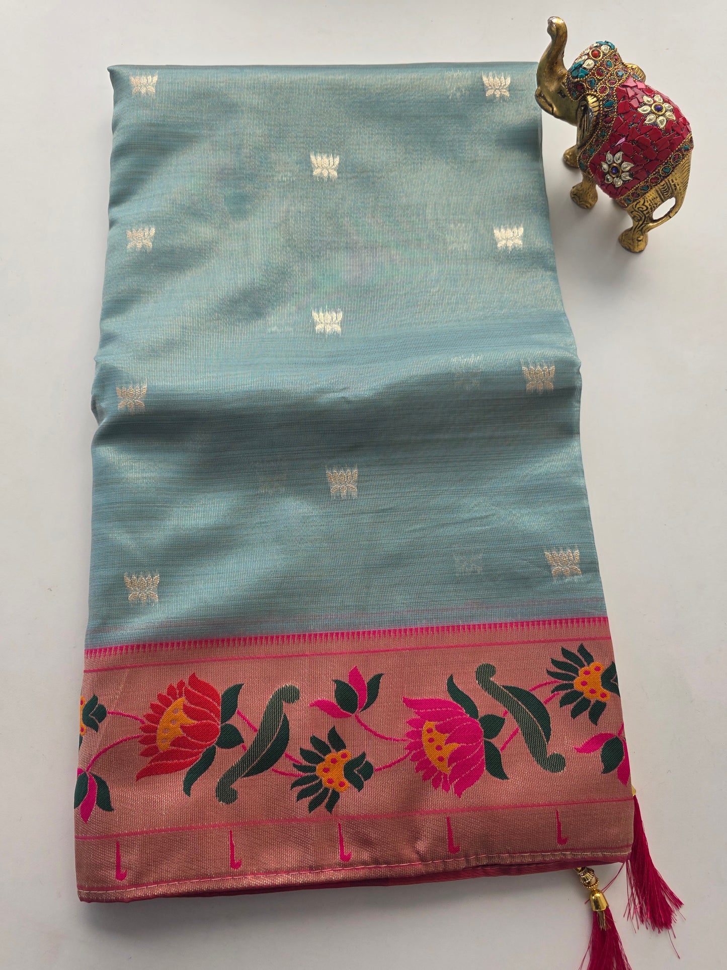 Kora tissue paithani silk saree