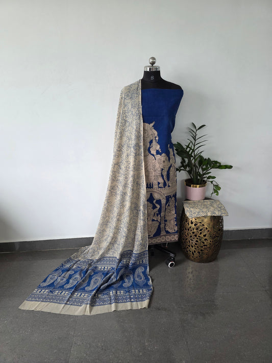Kalahasthi pure kalamkari cotton set - AK3