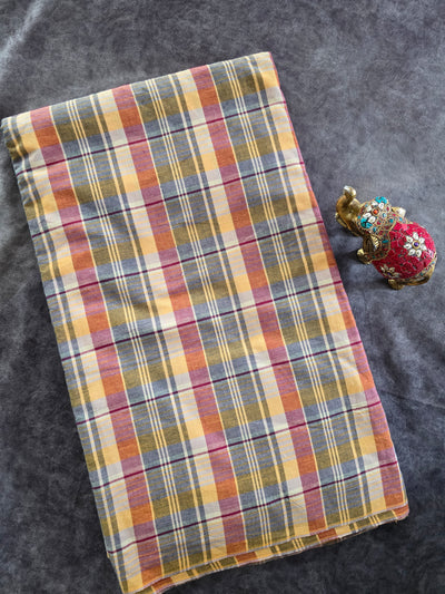Prewashed Checked south cotton running material - HRM328