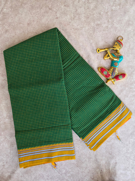 Mercerised checked narayanapet saree - NA195