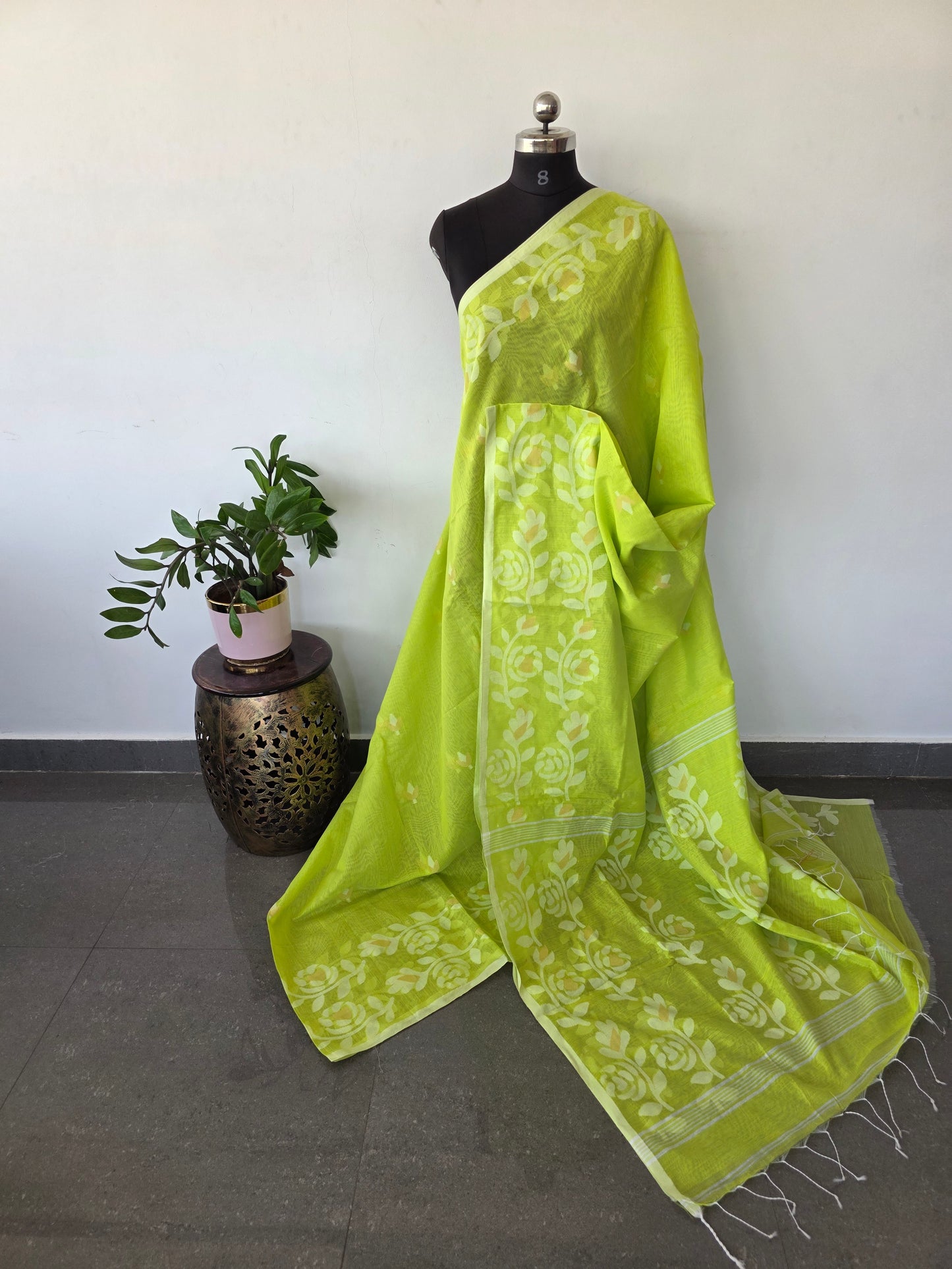 Silk cotton jamdhani saree  - BB468