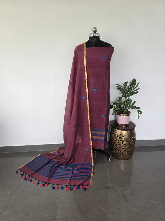 Premium khadi cotton jamdhani set - KJ30