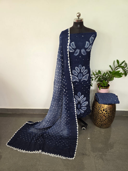 Handcrafted shibori bandhani cotton salwar set - BN38